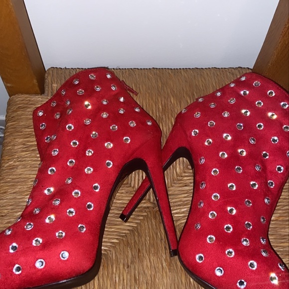 Red Studded Booties - Picture 2 of 2